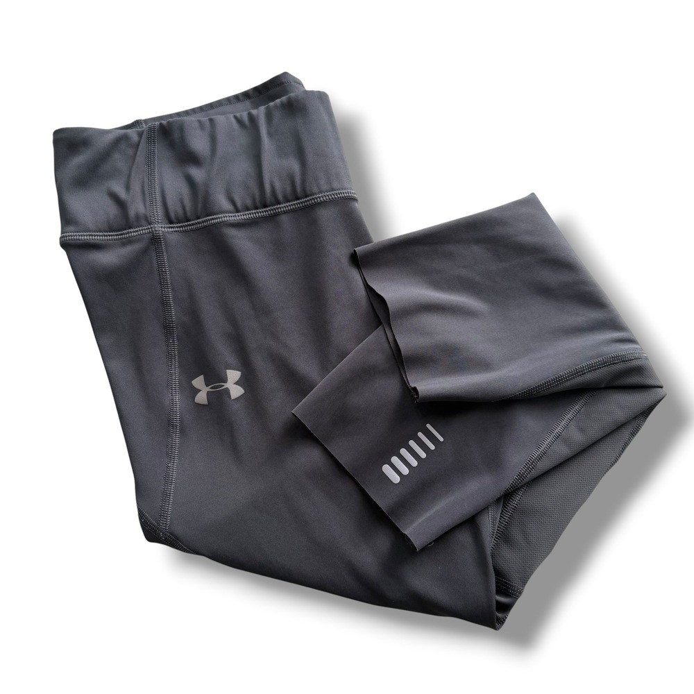 Under Armour HeatGear Women L Gray Speed Pocket Run Compression Leggings 1344969